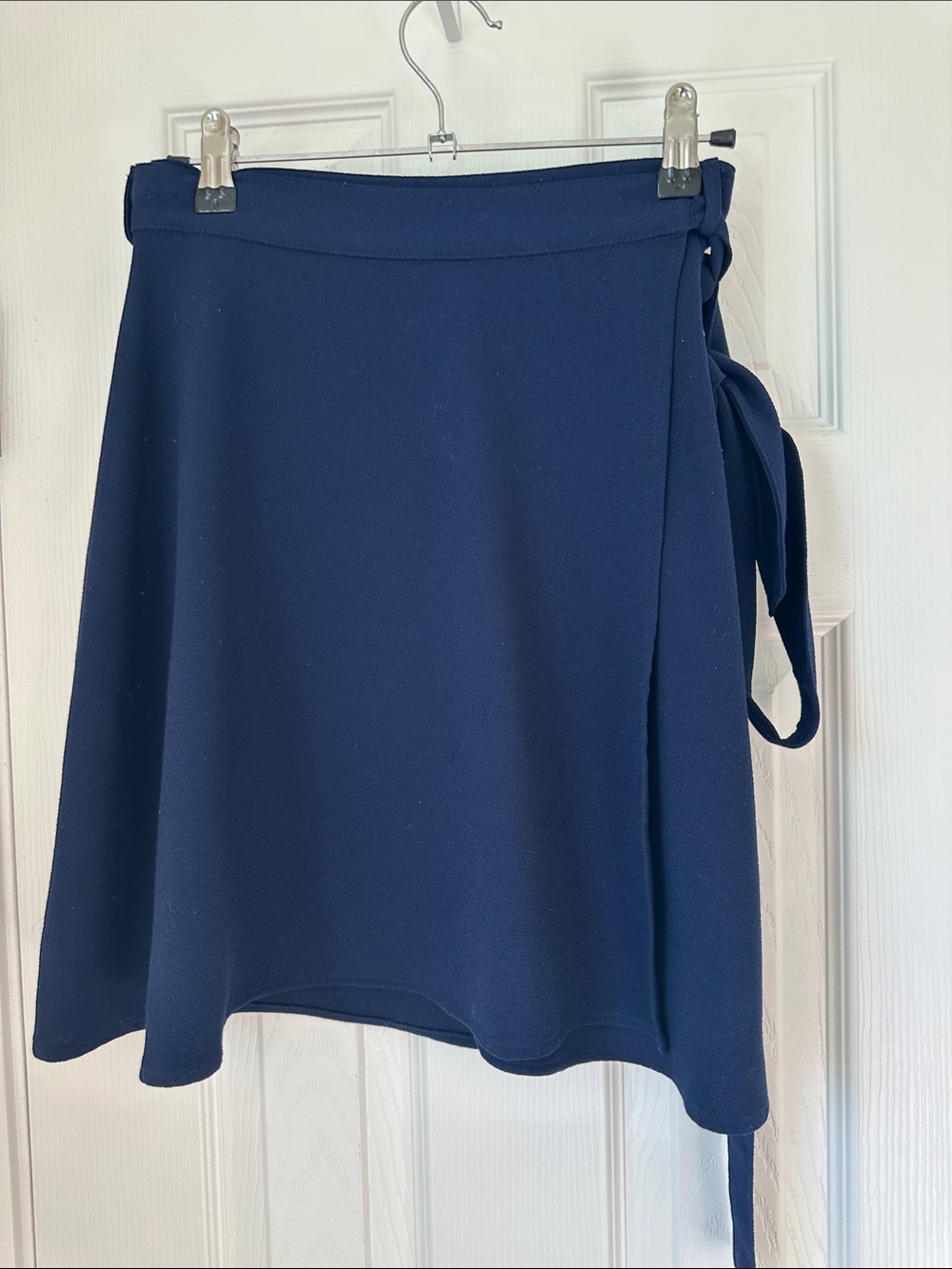 American Apparel Navy Wrap Skater Skirt with Side Tie Detail